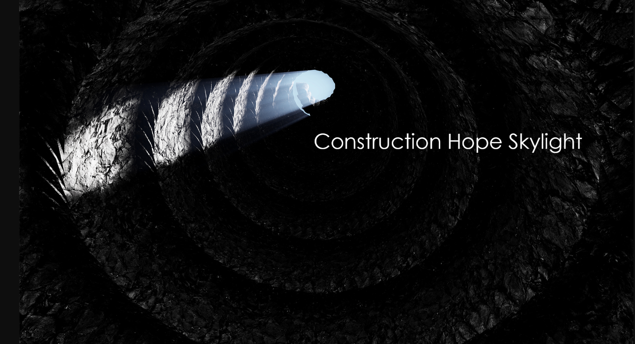 Light beams entering the spiral void, symbolizing hope emerging from destruction.