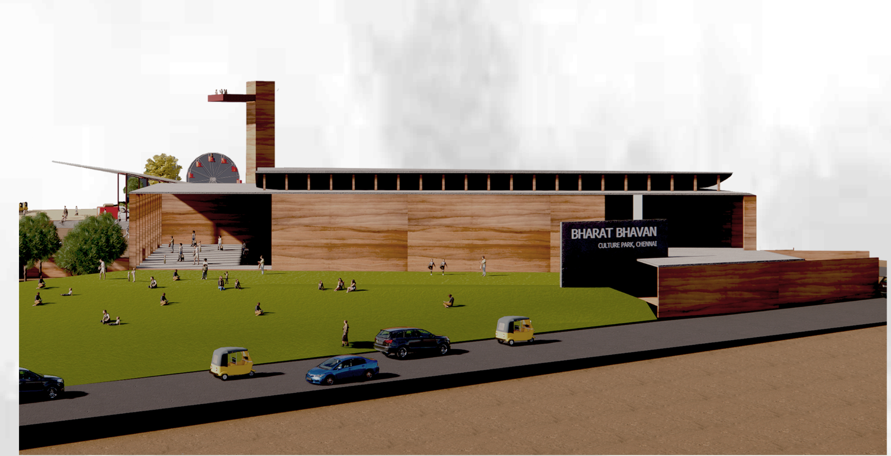 A non-iconic street-facing elevation transforms the cultural institution into an open, democratic urban foreground.