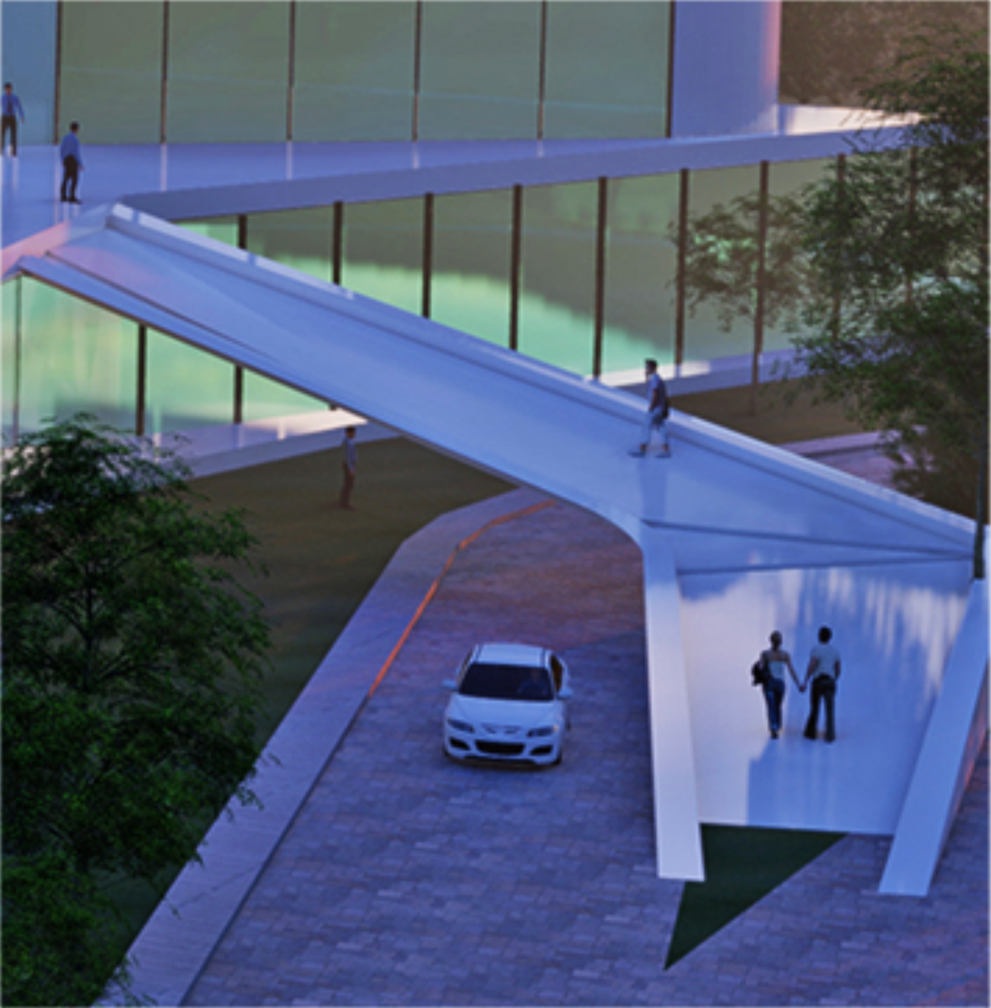 Landscape-driven public spaces merging movement, leisure, and cultural interaction.