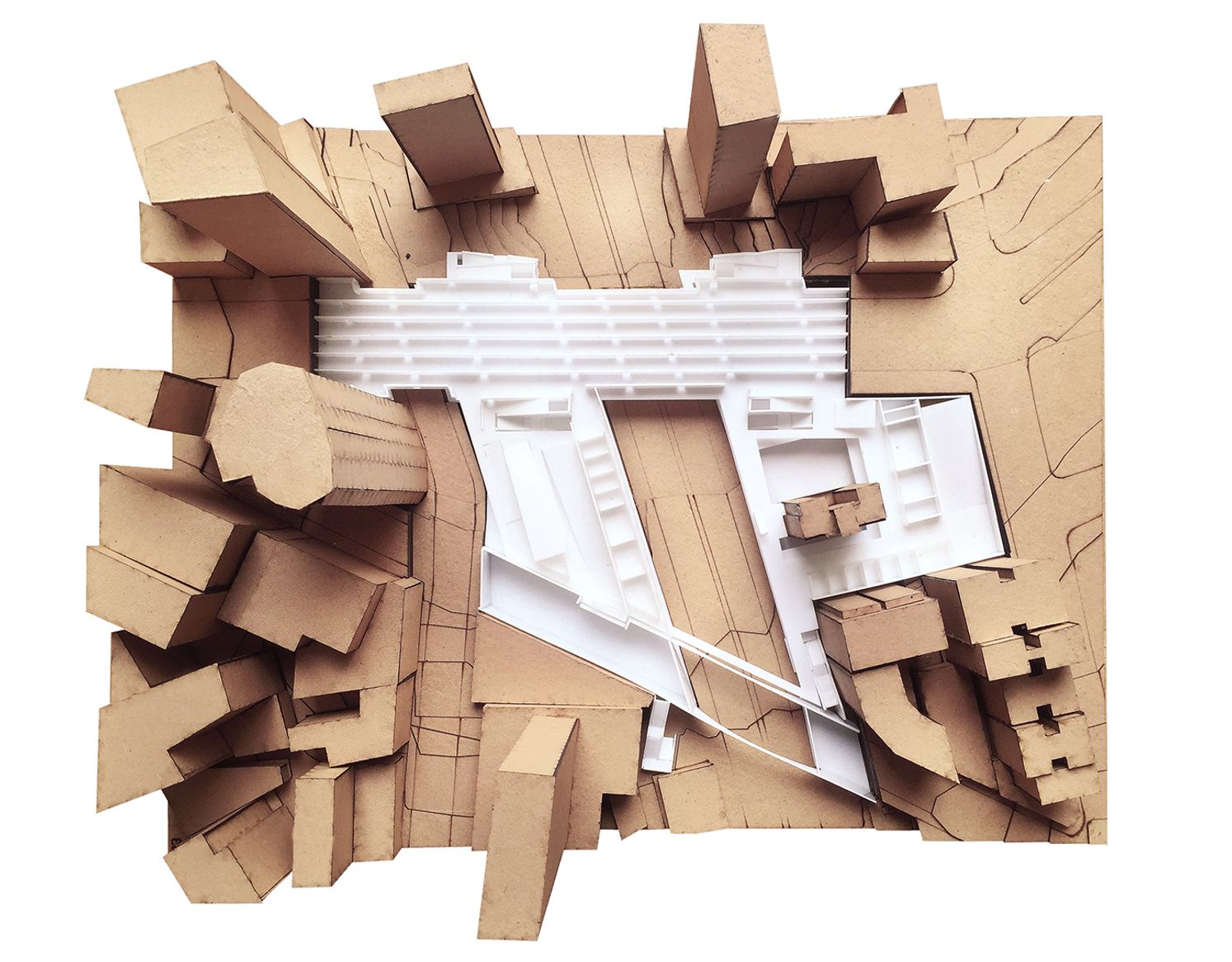 Conceptual site model illustrating precise architectural interventions