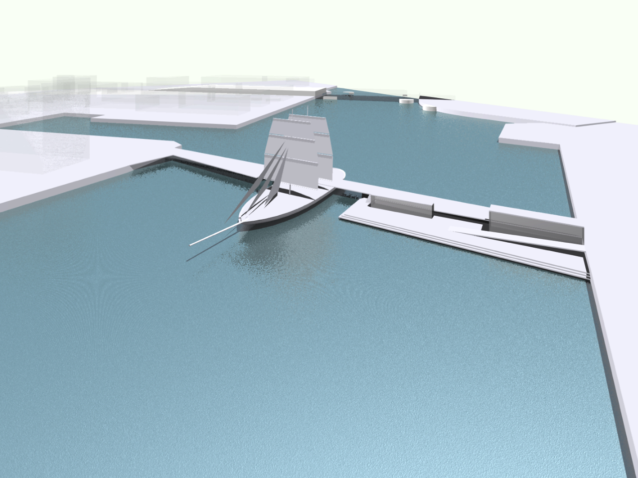 Aerial view illustrating the bridge’s adaptive configuration within Copenhagen’s waterfront context. 