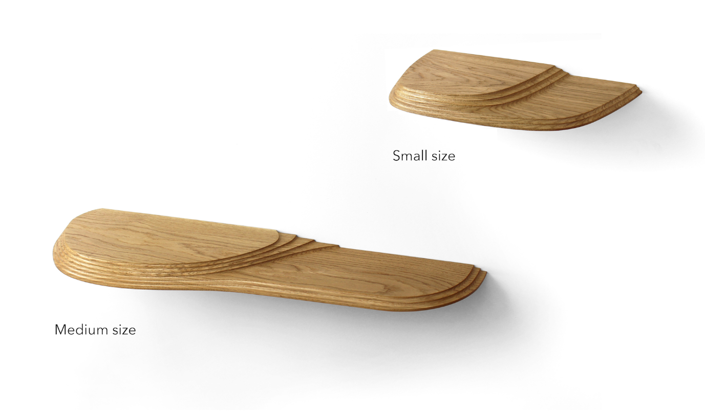 Terrace Wall Shelves shown in small and medium sizes, highlighting their layered topography.