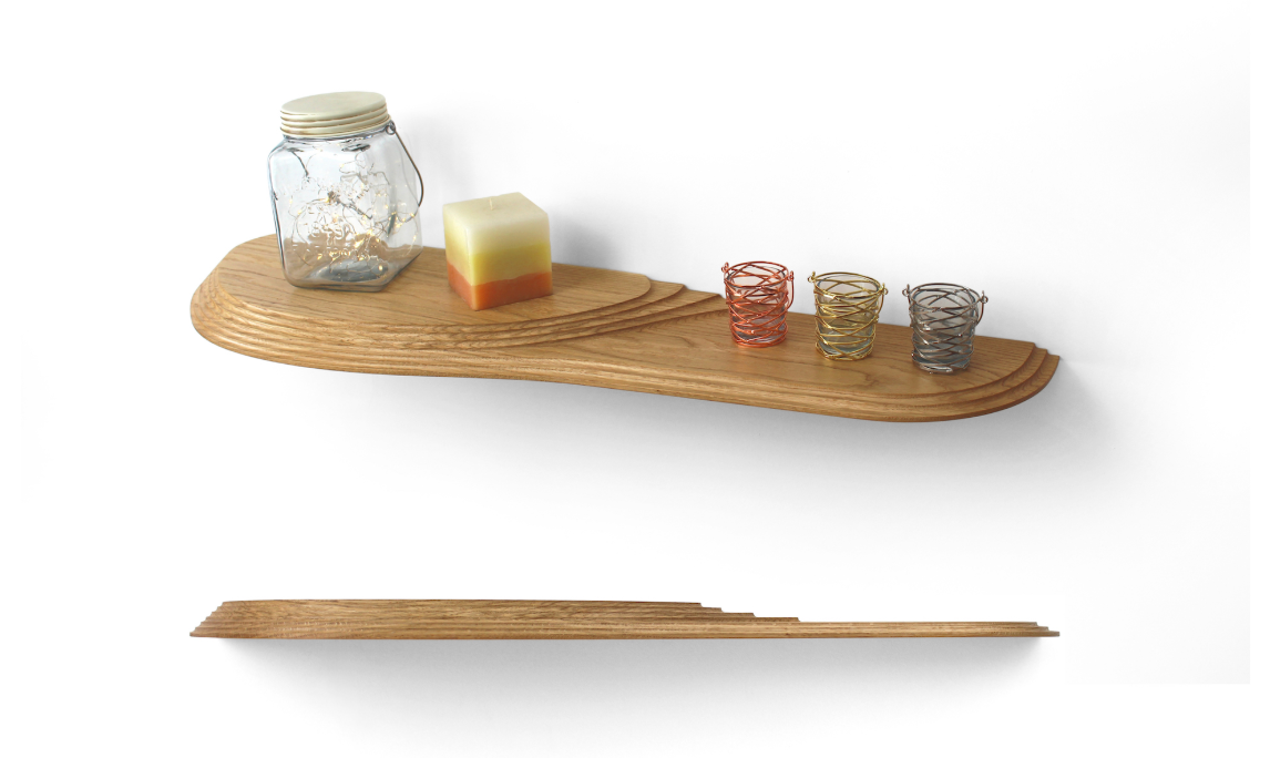 Stepped platforms create depth and variation, allowing objects to be displayed across multiple levels.