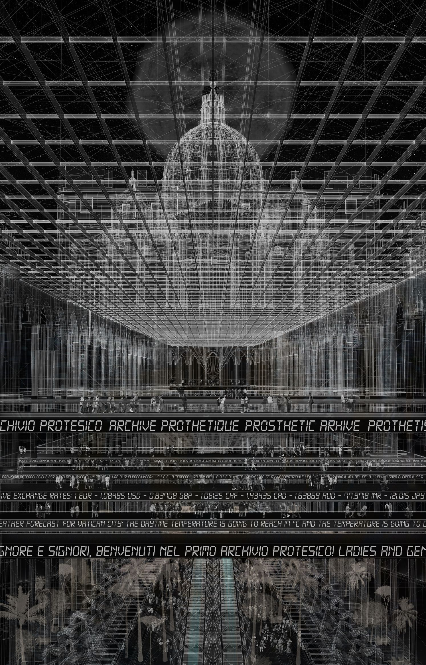 Post-landscape architectural framework illustrating circulation, storage, and media transmission.