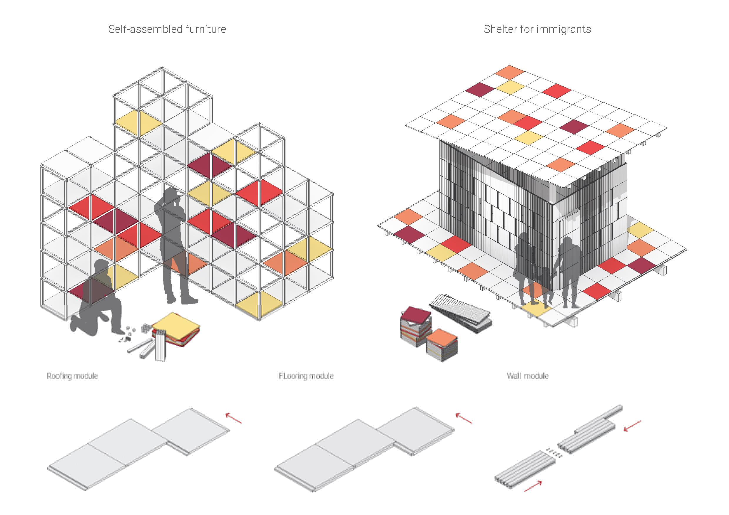 Eazyfit’s modular framework adapted as a temporary shelter, showcasing scalability from furniture to architecture.