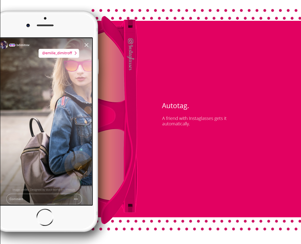 Automatic social interaction envisioned through smart eyewear and seamless digital tagging.