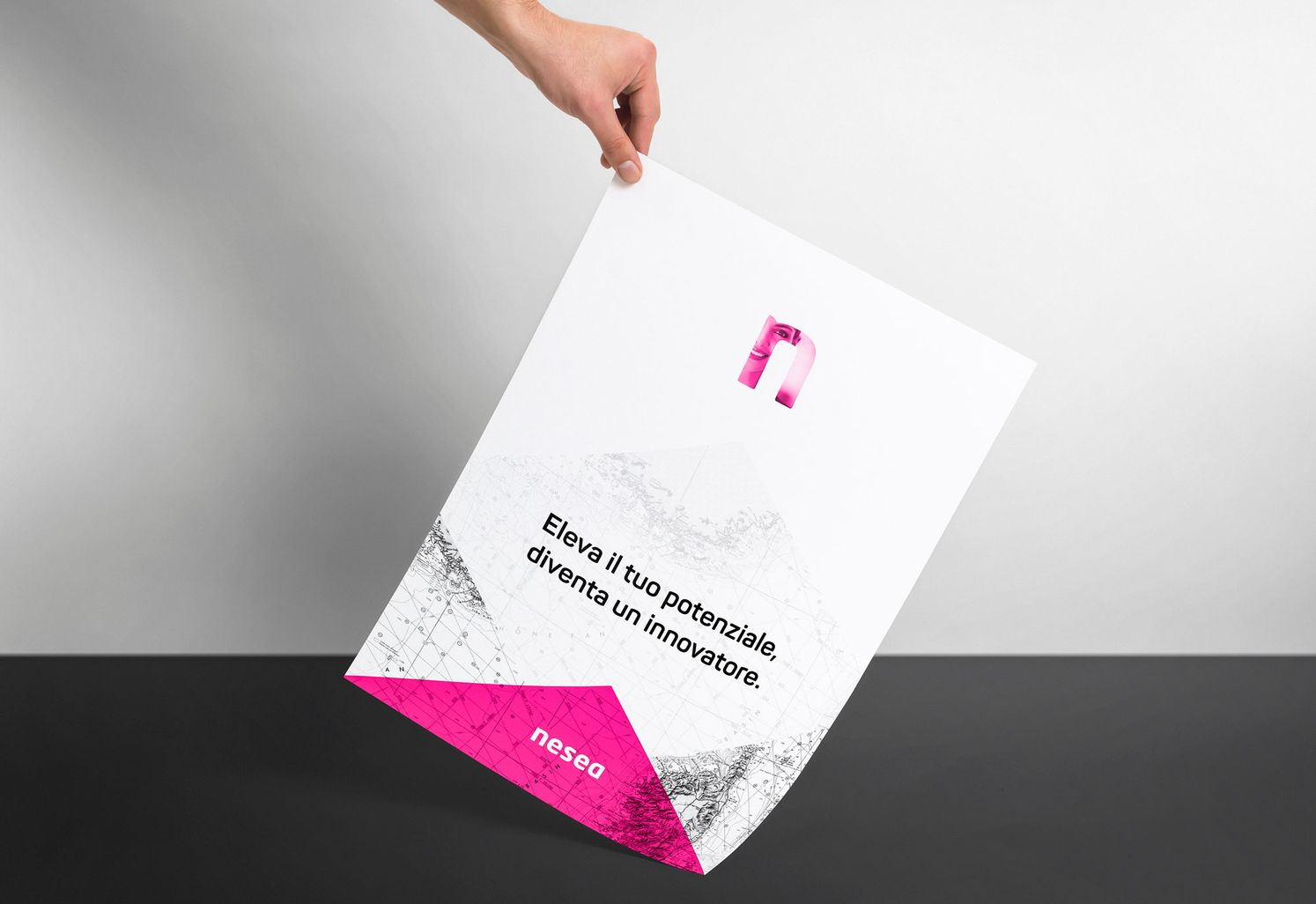 Minimal graphic composition reinforcing Nesea’s philosophy of clarity, focus, and human-centered innovation.