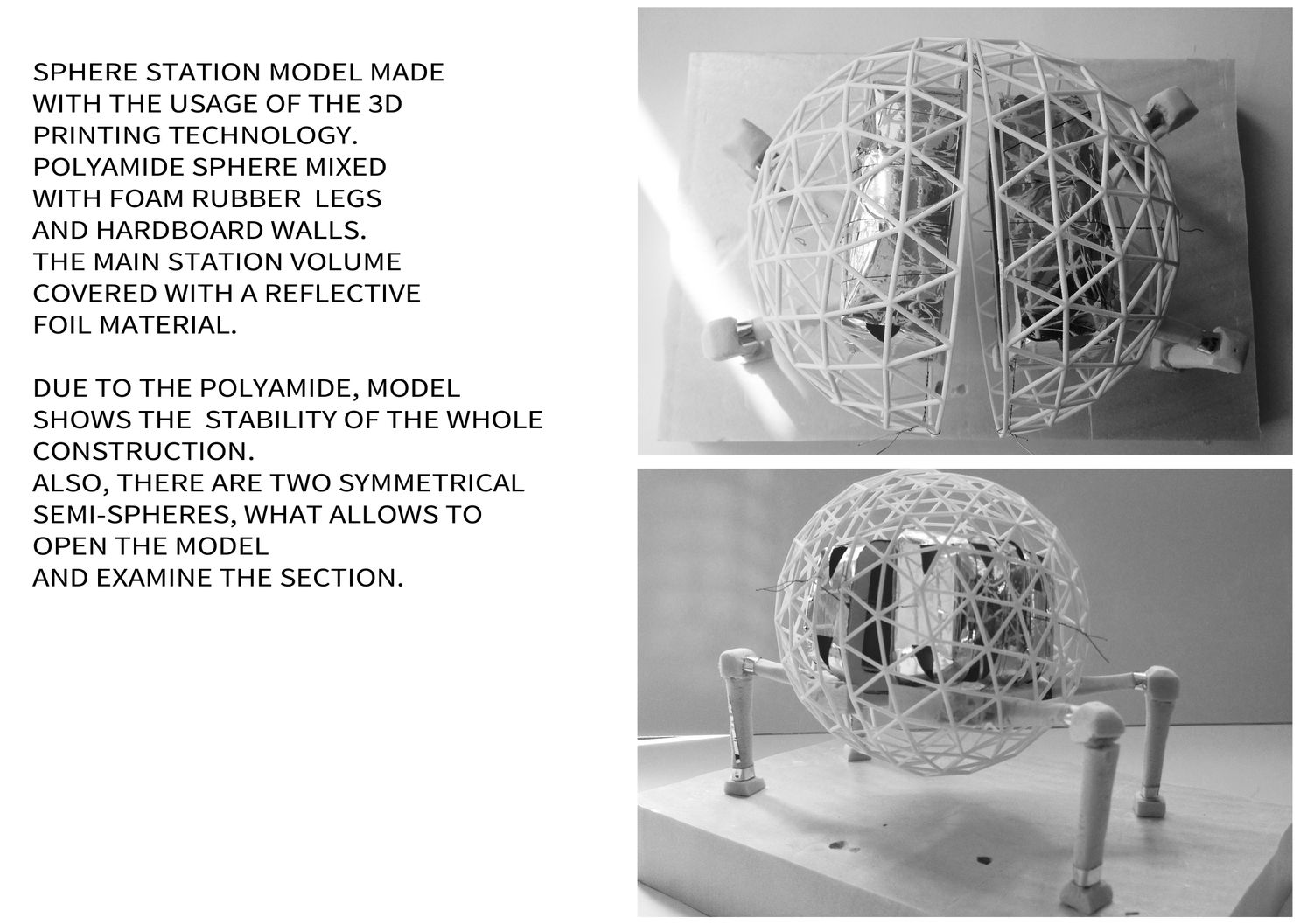 Physical study model exploring the structural stability of the geodesic sphere system.