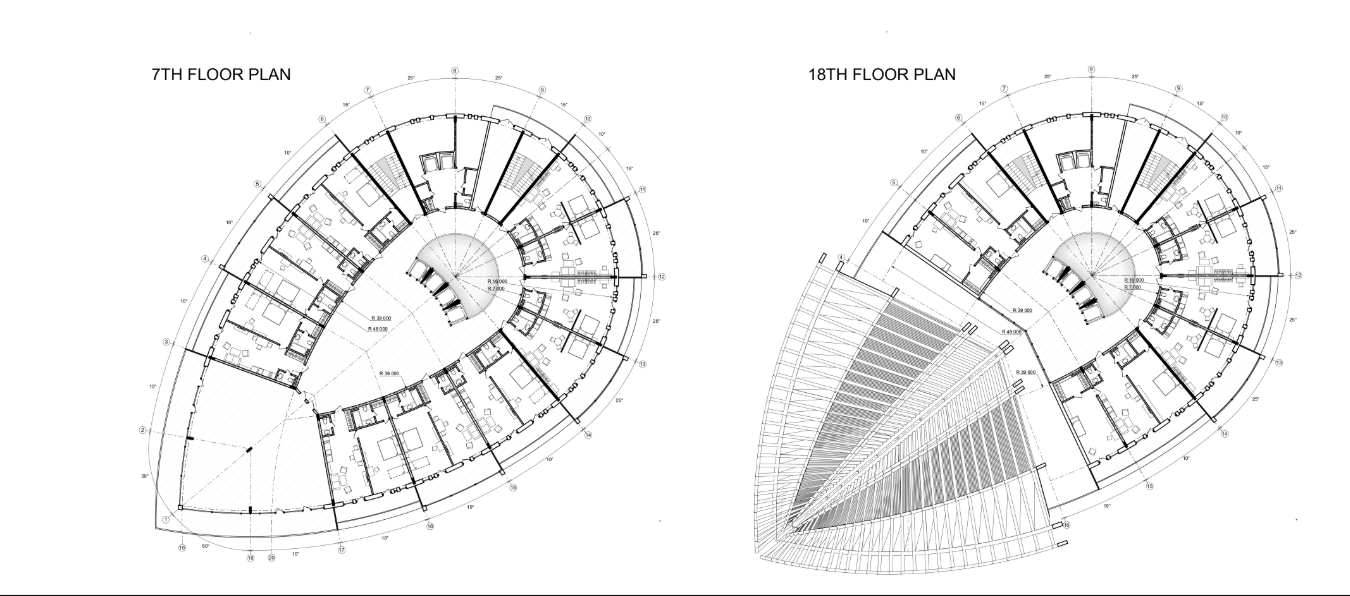 Apartment distribution optimized for sea views and natural ventilation.