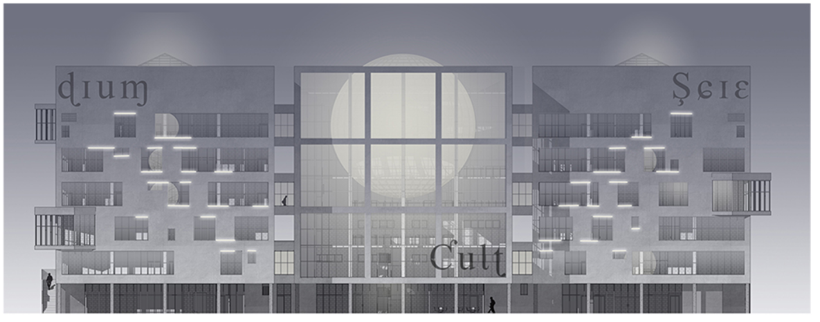 Series of facade studies demonstrating variations in light, rhythm, and window composition across different conditions.
