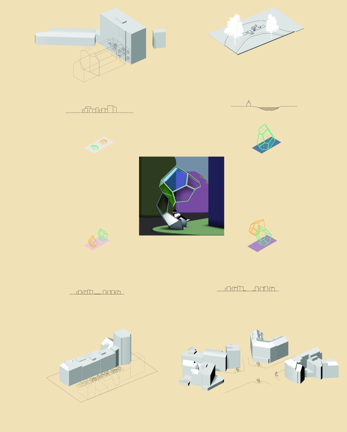 Site strategy illustrating modular placement within the urban fabric to activate public space.