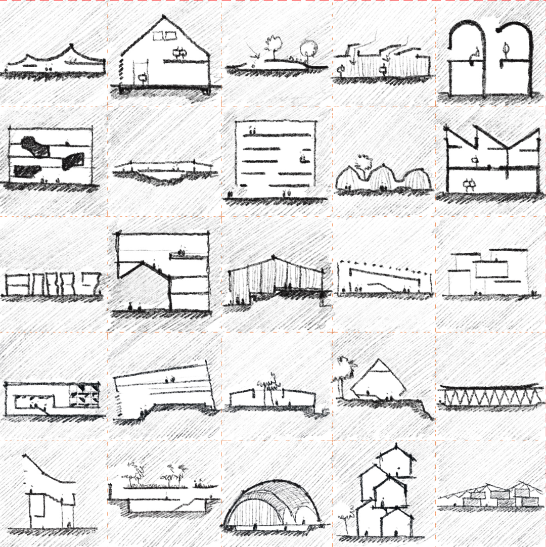 Architectural sections illustrating contextual responses across varied climates, cultures, and landscapes.