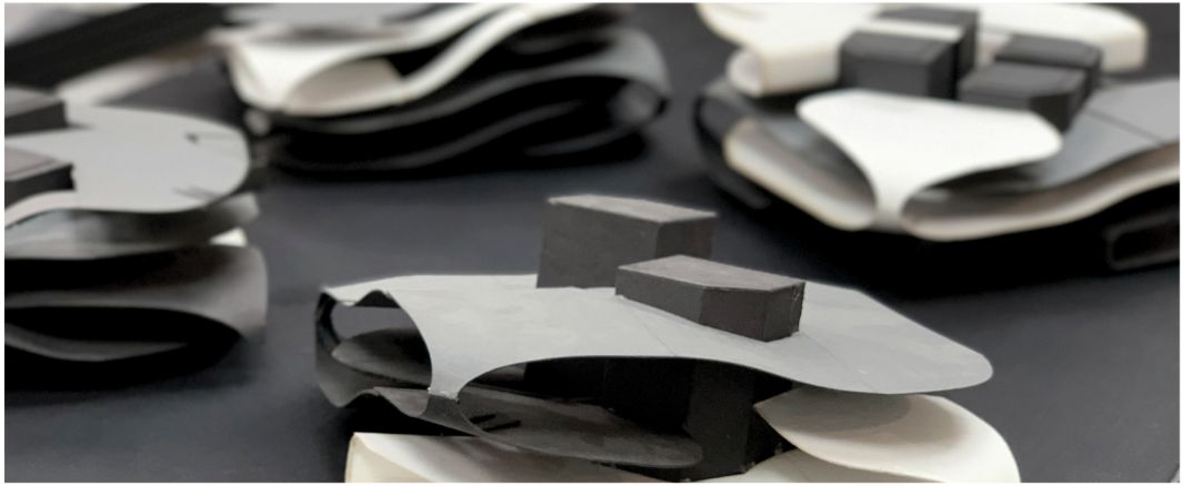 Modular study models exploring fluid floor plates and spatial variations in the tower’s architectural form.