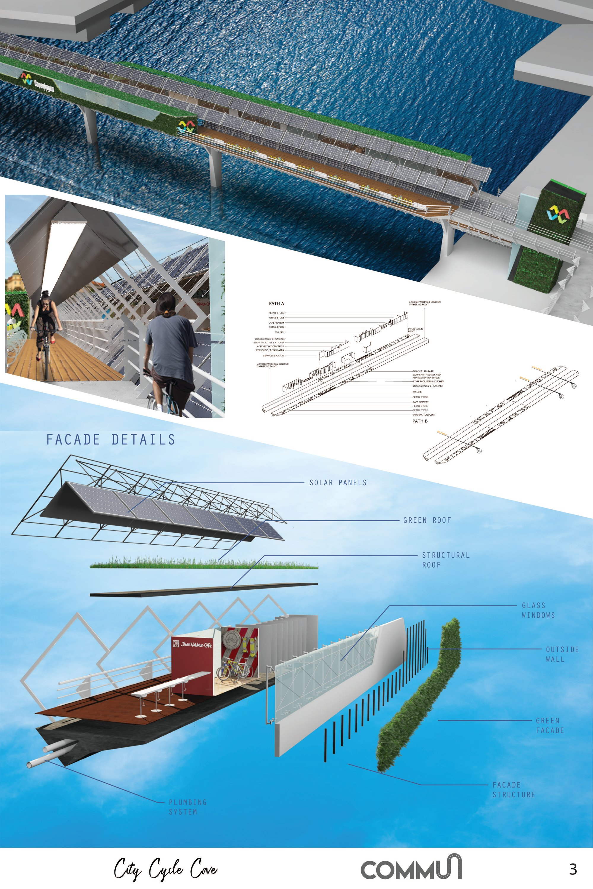 The bridge spans the river as a renewable energy corridor, powered by 540 integrated photovoltaic panels.