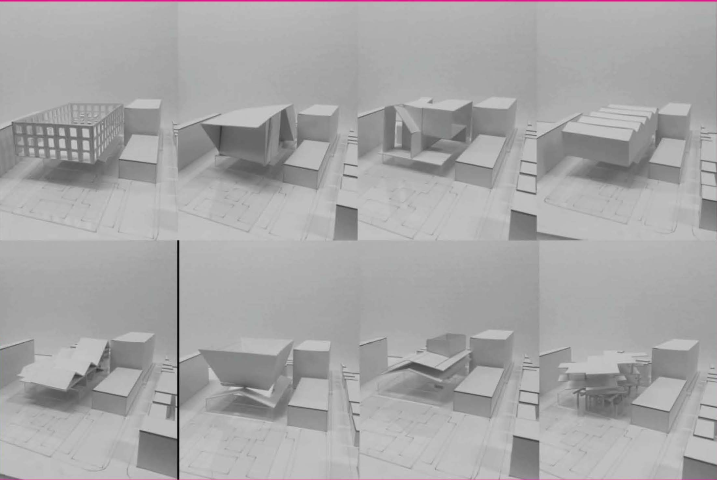 Conceptual massing study exploring transformation from existing market block to hybrid education hub.