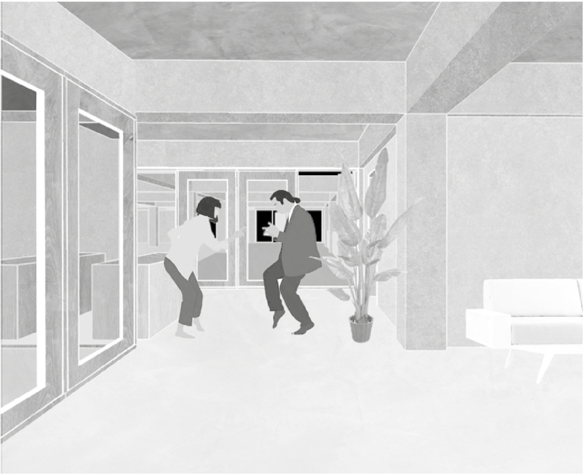 Collective living space encouraging everyday interaction within the residential floors.