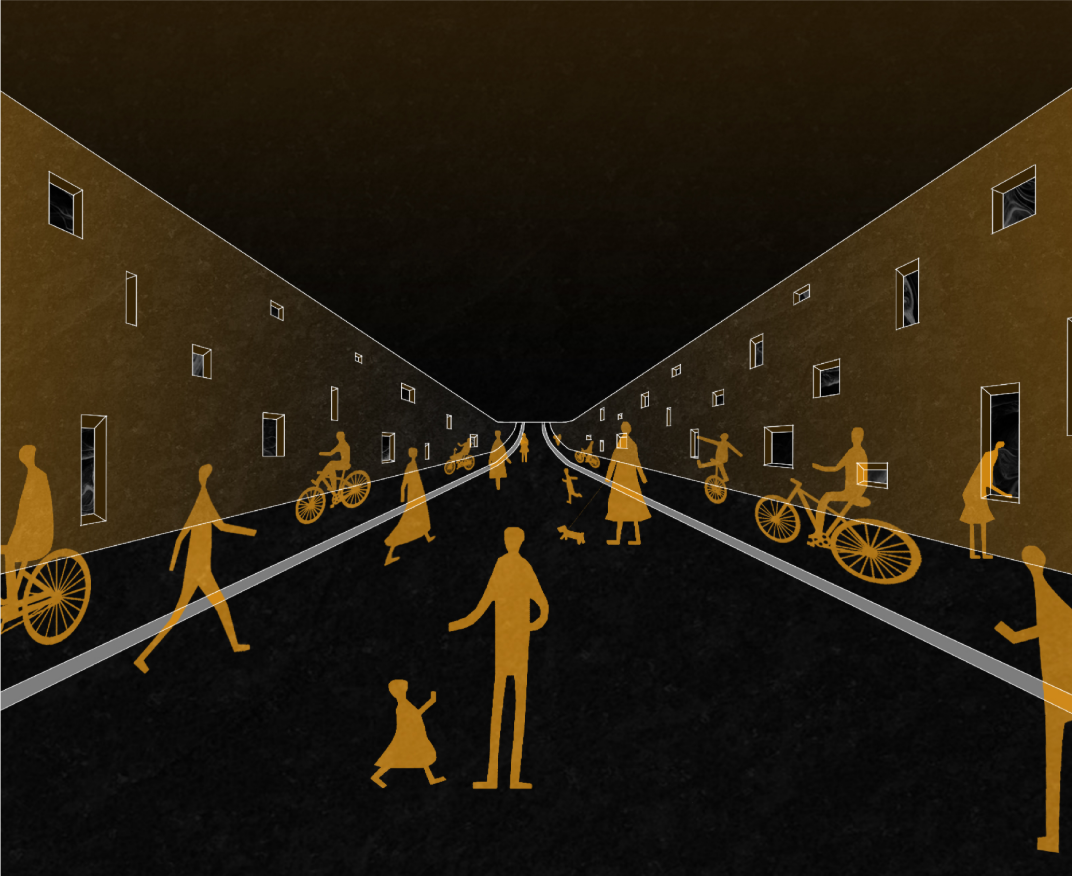  Interior perspective of the underwater passage activating vibrant public life.