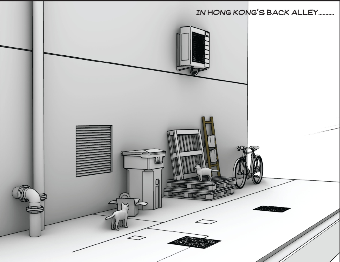 Conceptual transformation of a typical Hong Kong back alley into a shared habitat.