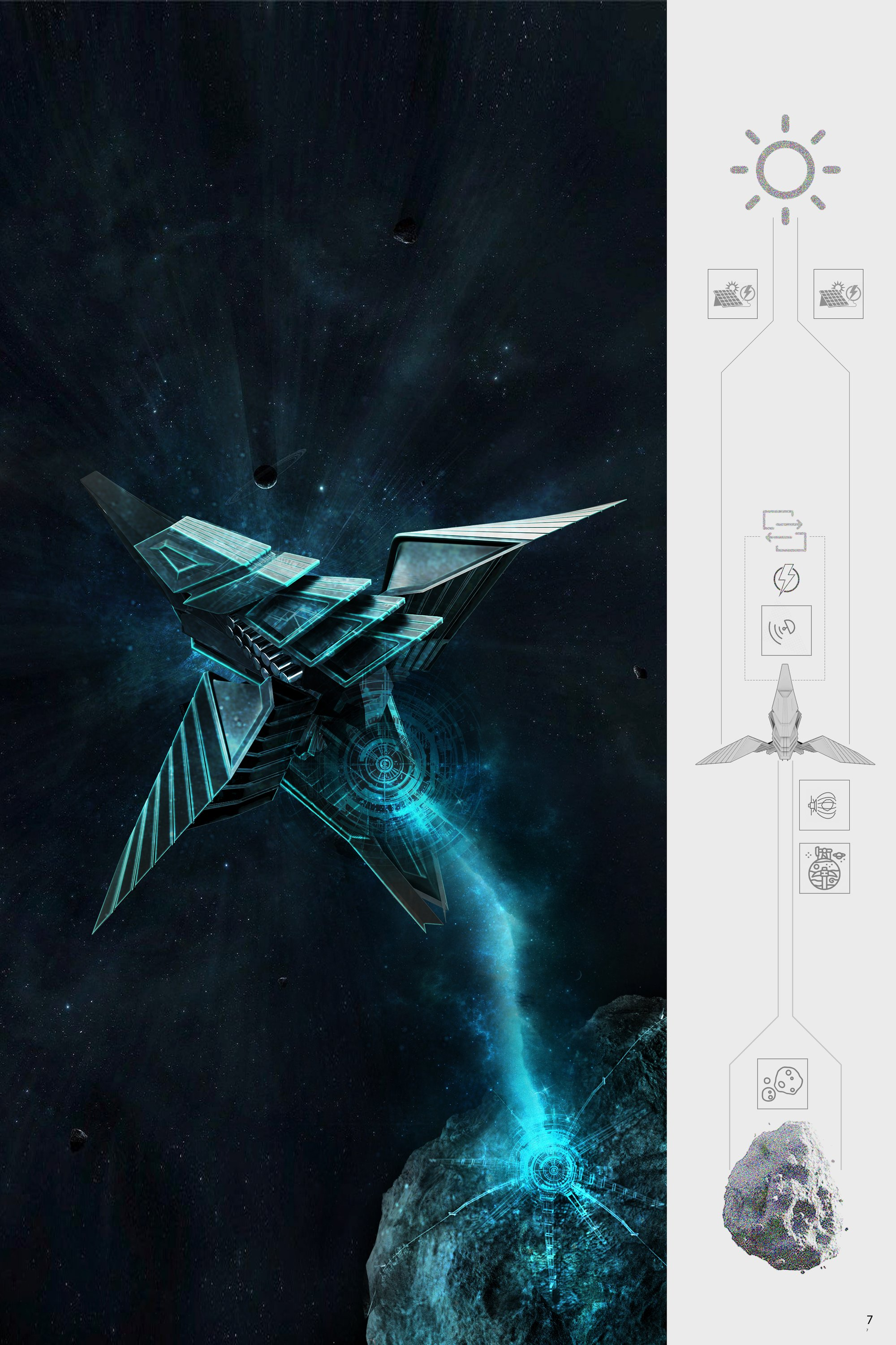 Adaptive solar wings deploy in space, optimizing energy capture through dynamic positioning.
