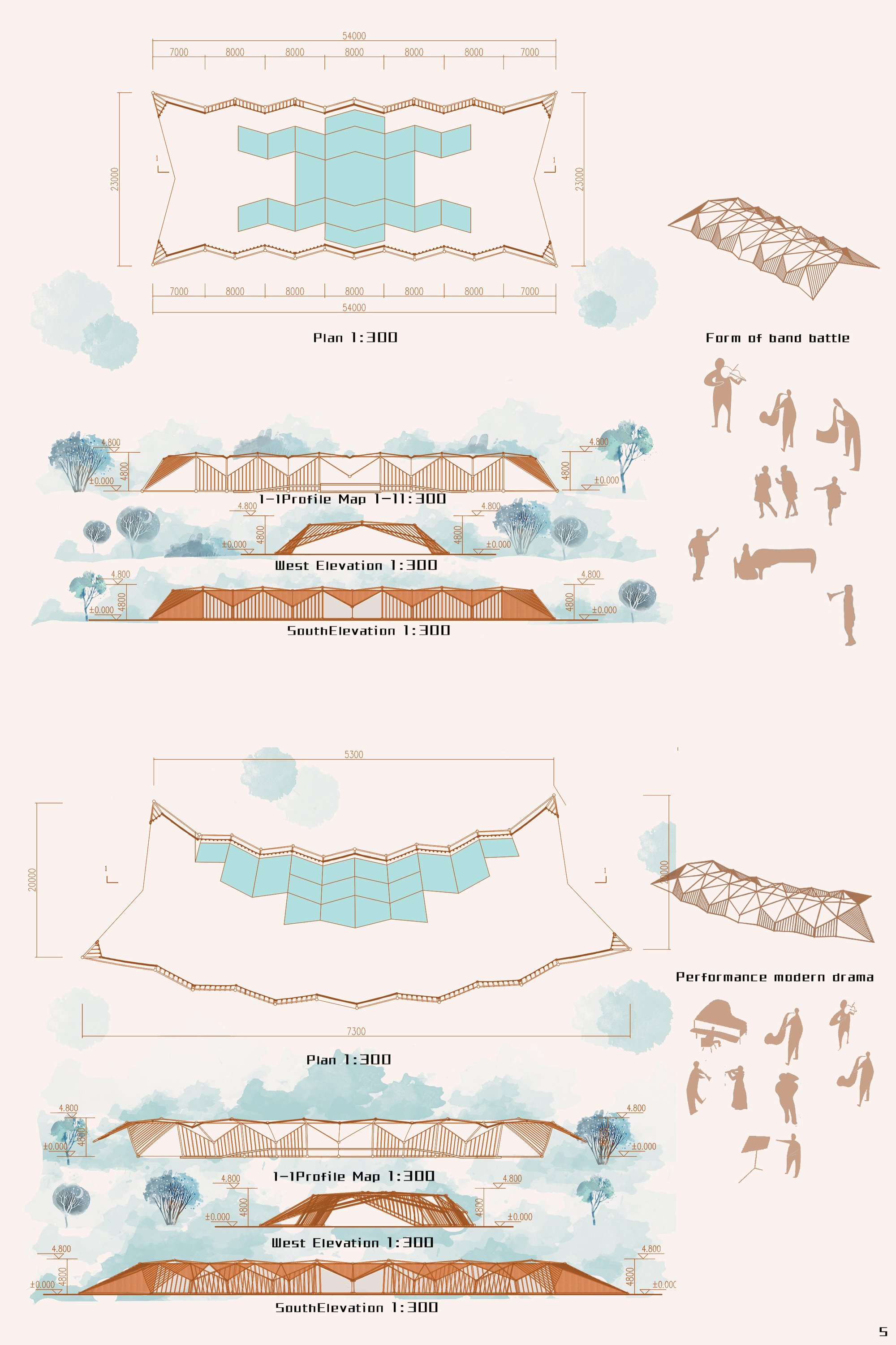 Technical drawings and plans illustrating the modular system, structural logic, and adaptable configurations.