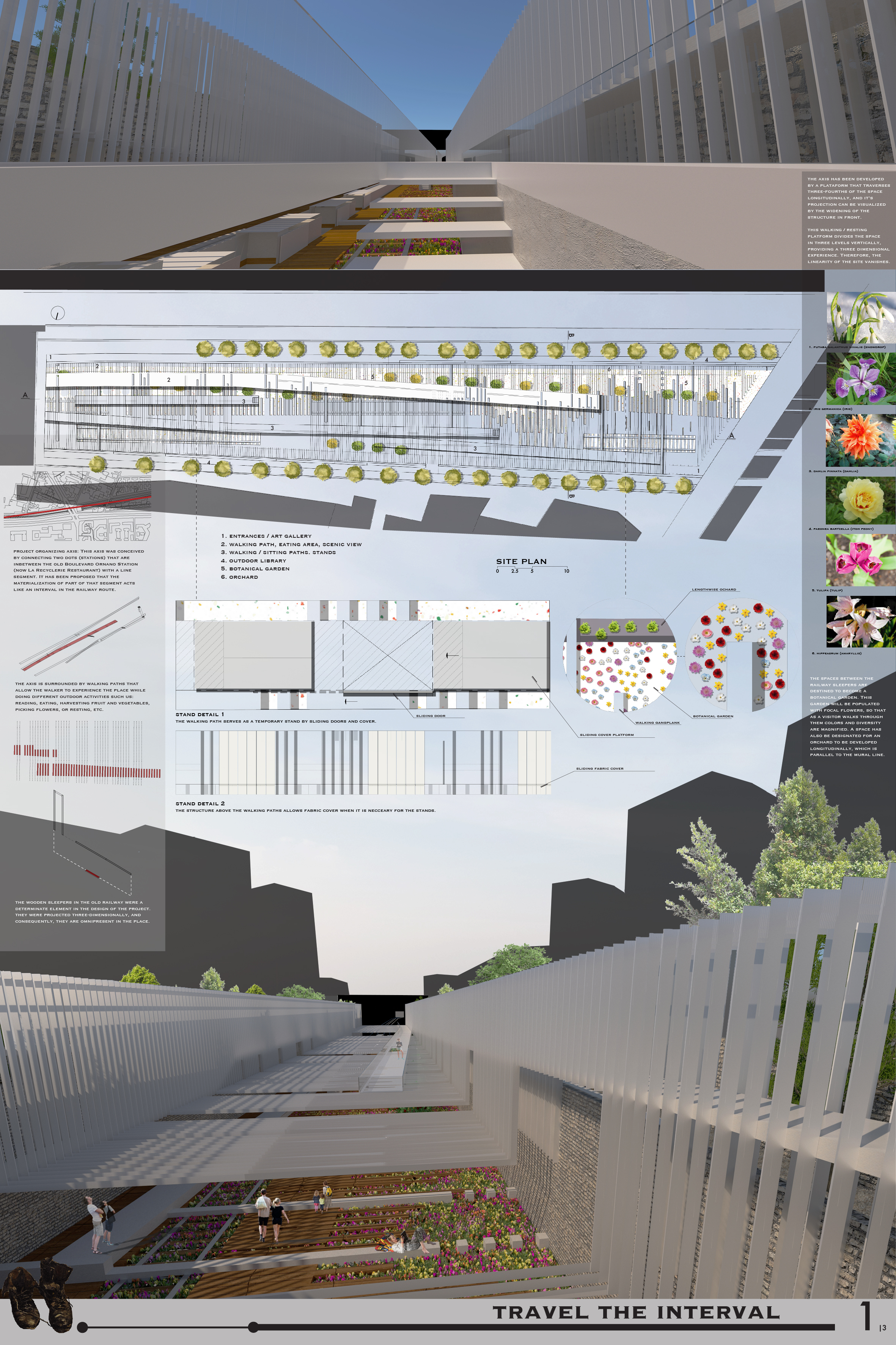 Layered pathways redefine movement through a linear urban void.