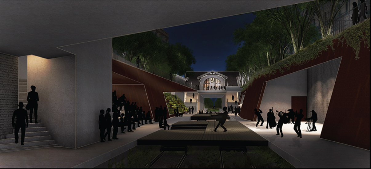 Performance space transforming infrastructure into an active cultural and social gathering environment