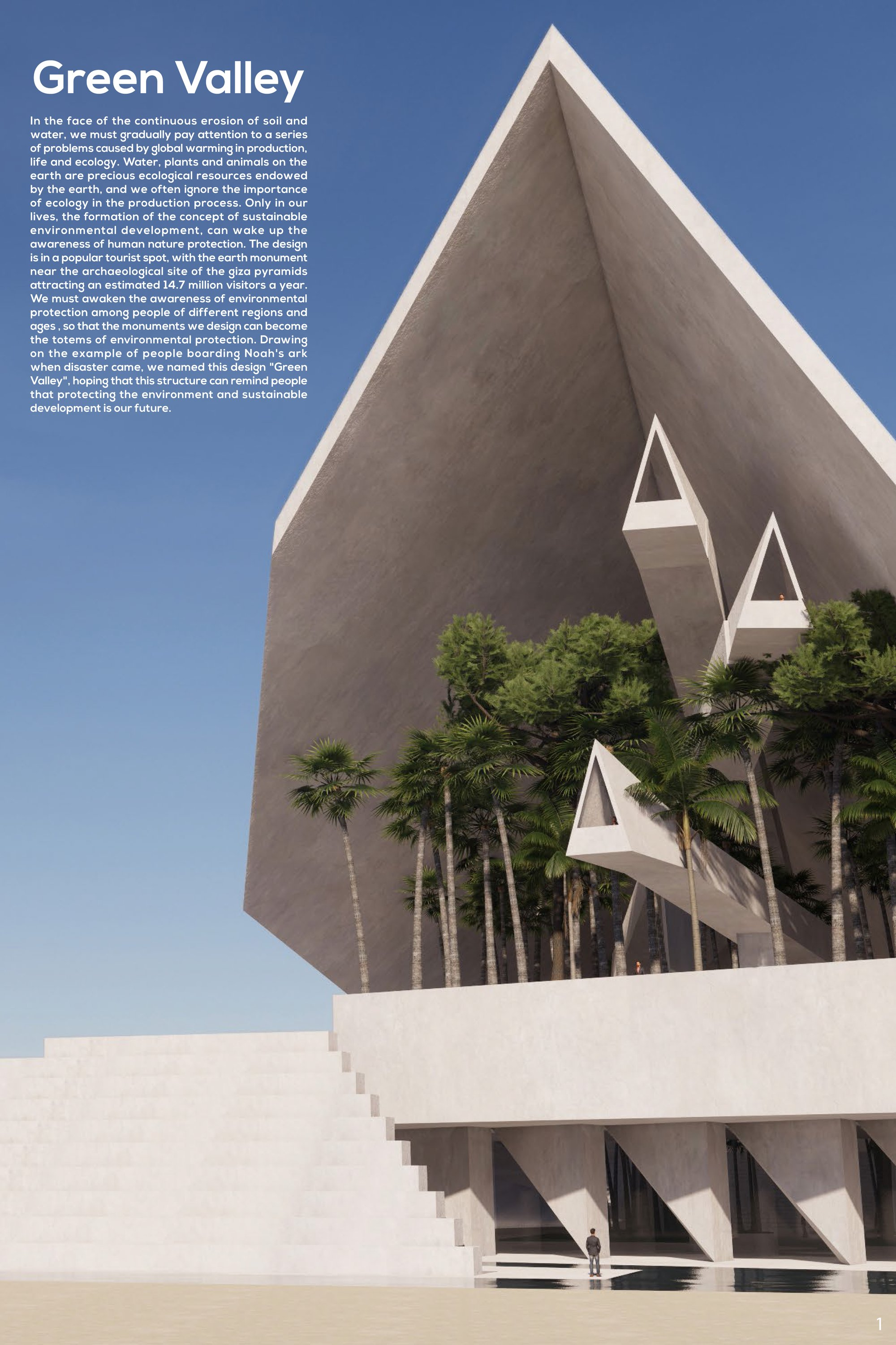 Monumental triangular form rises from the desert, framing a new narrative of sustainable architecture near Giza.