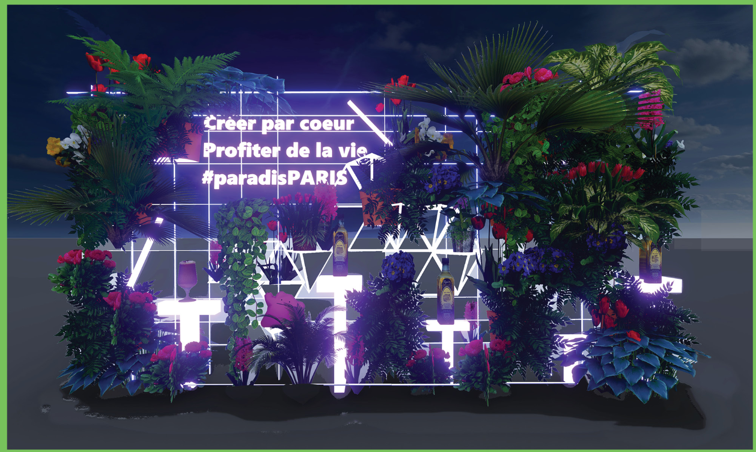 Light-integrated landscape creates an immersive urban landmark, blending nature, art, and identity.