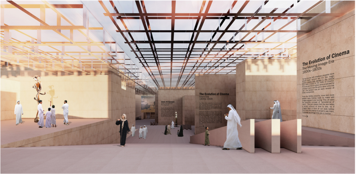 Central gathering space translating film history into immersive public experience