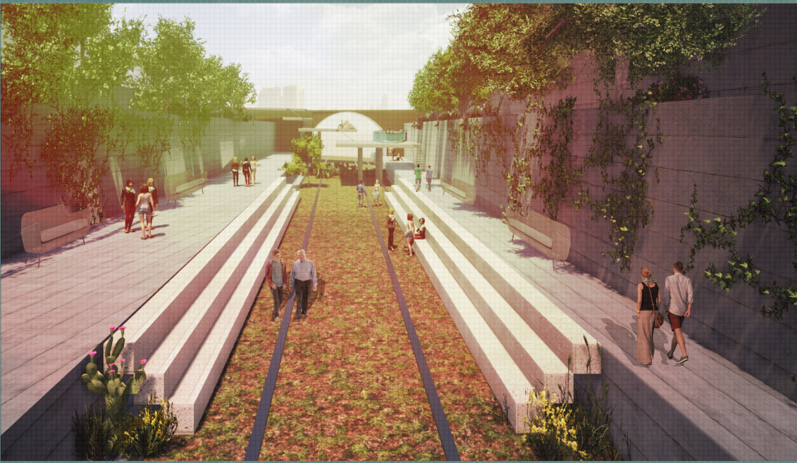 Central green spine redefines the railway void into an accessible and interactive public realm.