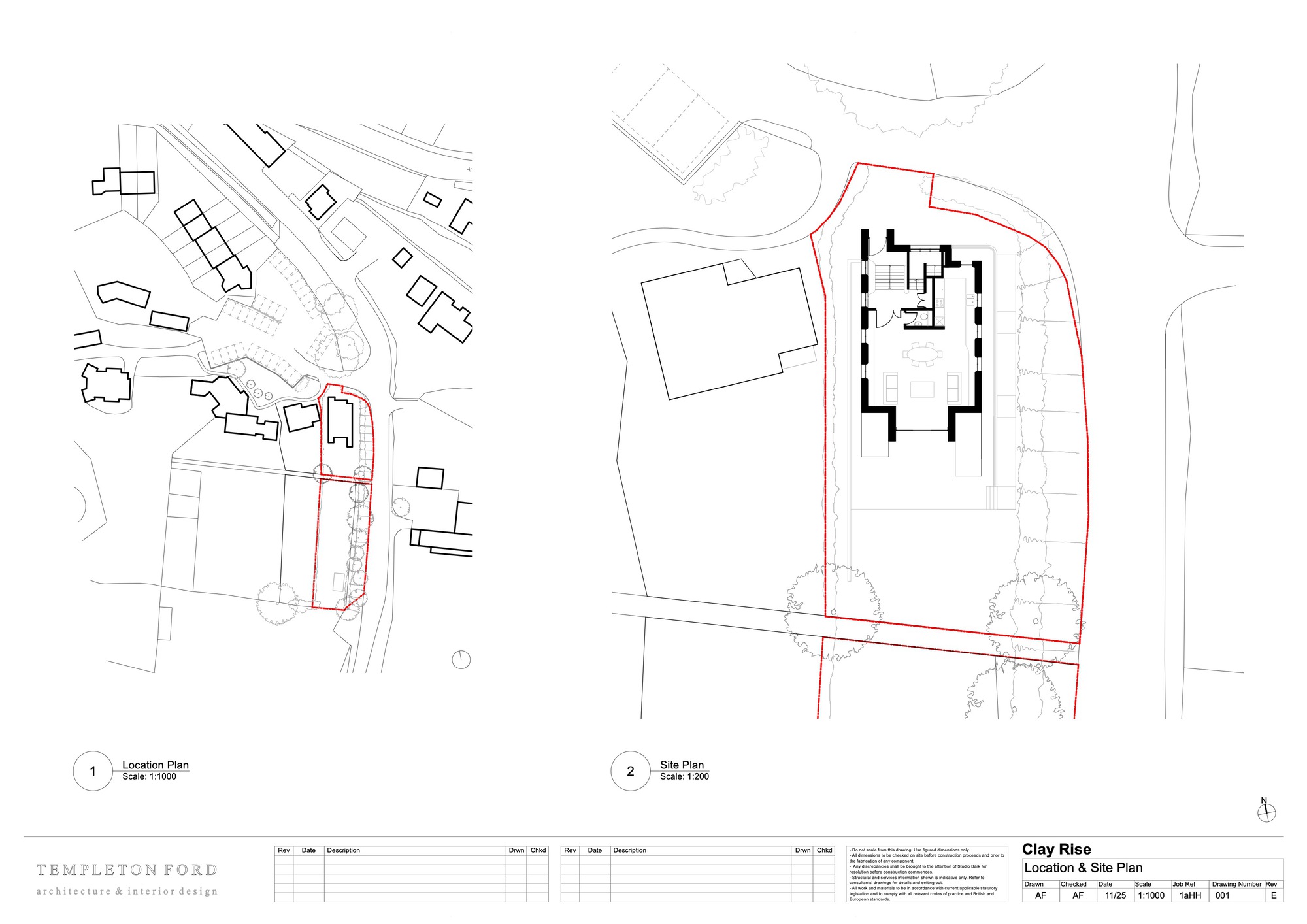 Location plan and site plan drawings showing the building footprint within surrounding context