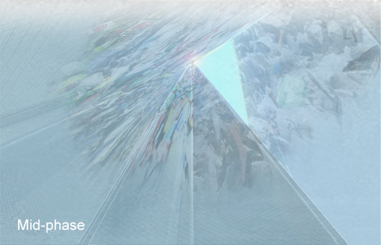 Mid-phase transition reveals hidden waste as temperatures begin to rise.