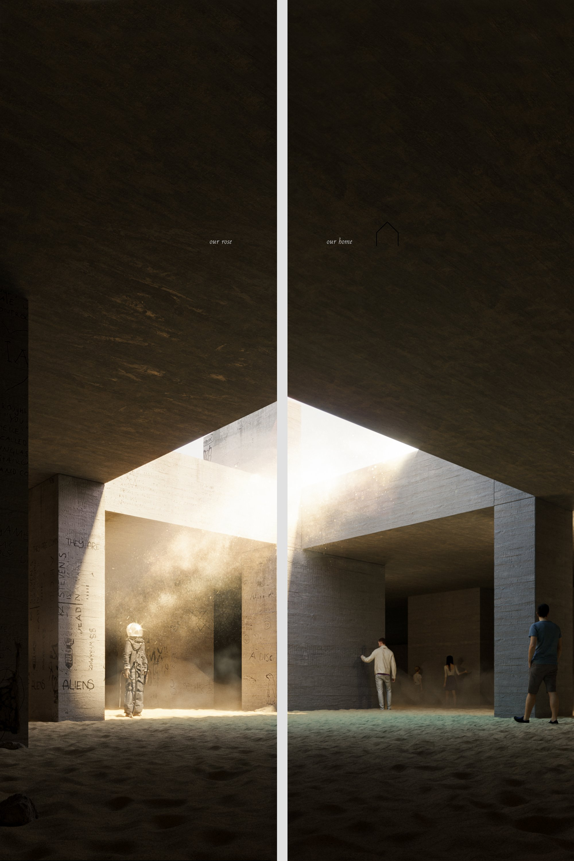 A shared space where individuals leave traces, transforming architecture into a collective memory archive.