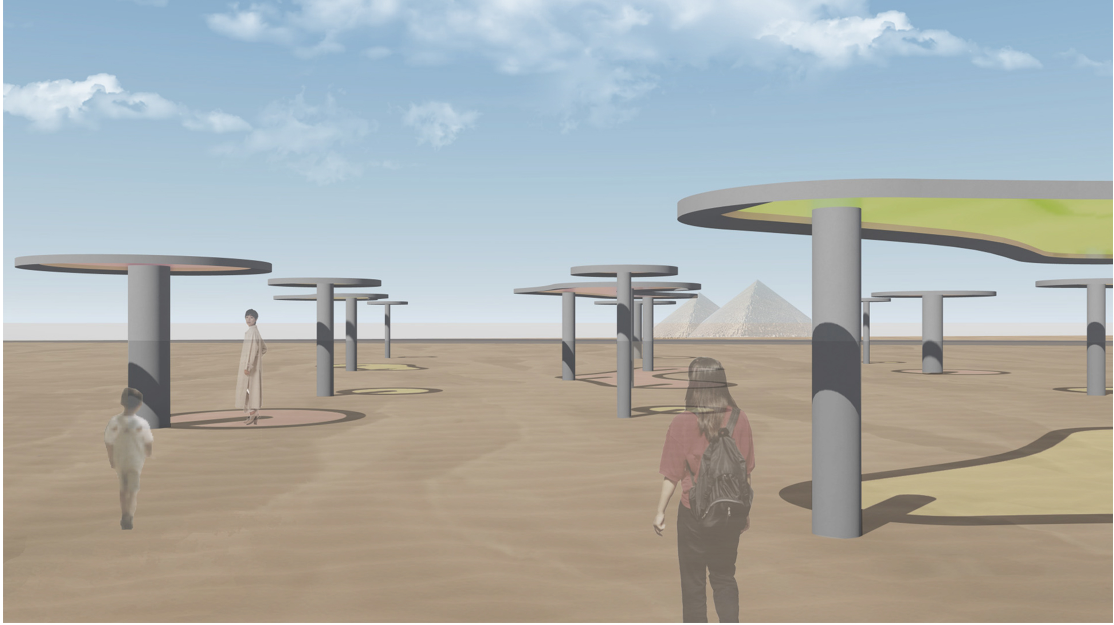 Color Square introduces a moment of peace, using light and openness to restore balance within a harsh desert landscape.