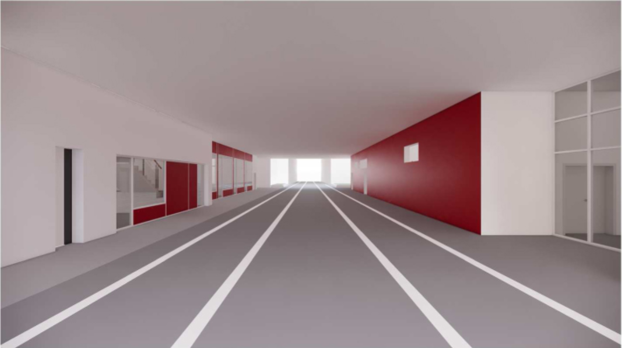 Subterranean passage activates the infrastructure layer, linking mobility with public use.