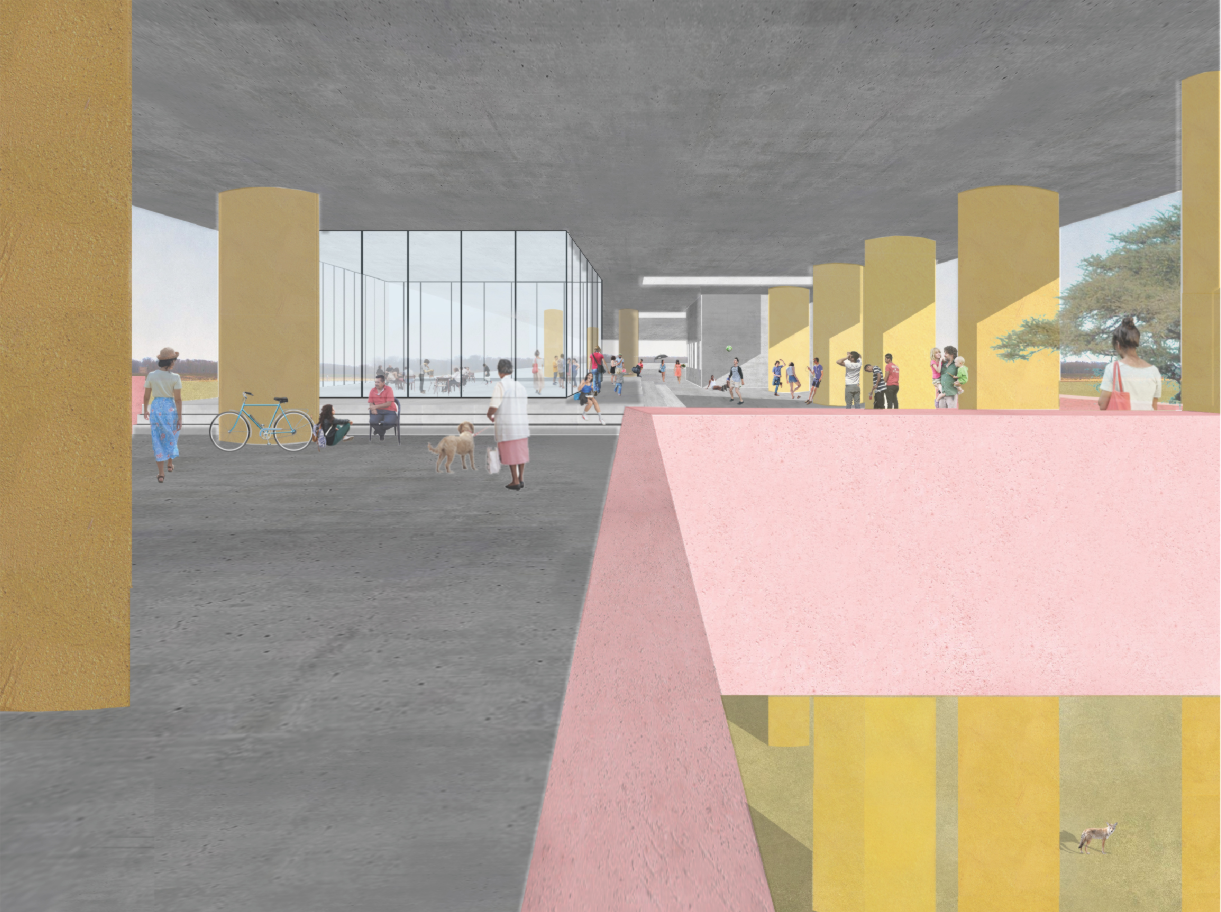 Linear housing facade expressing rhythm, density, and community visibility