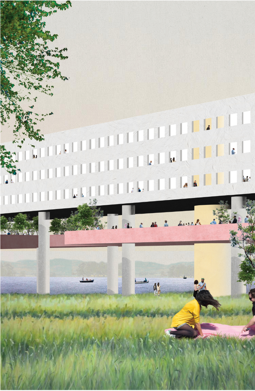 Architecture dissolving into landscape, merging infrastructure with everyday life