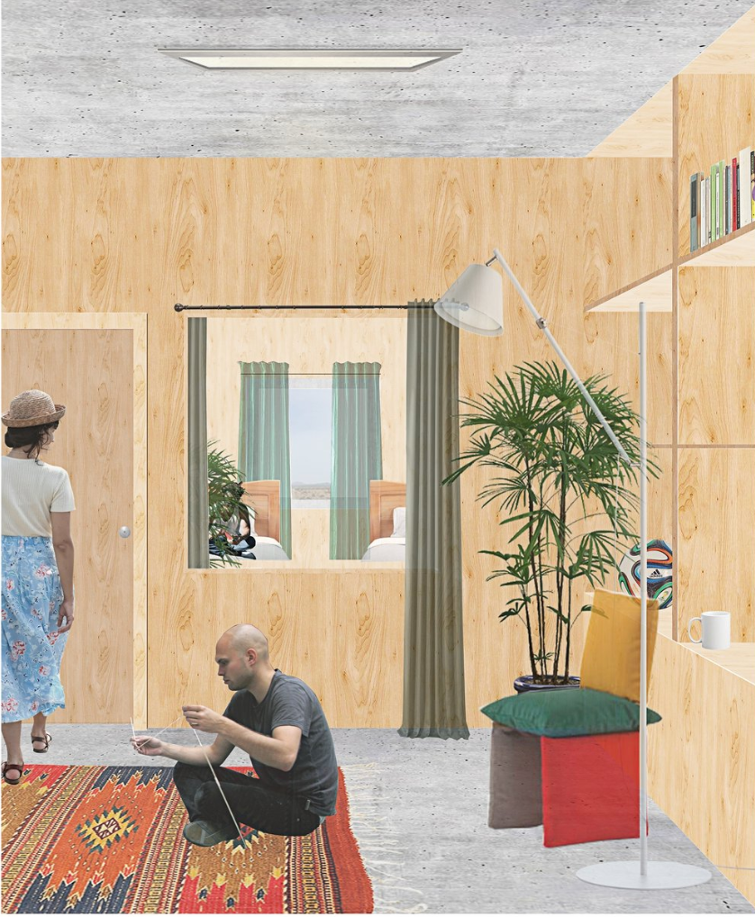 Warm interior units designed for comfort, adaptability, and transitional living