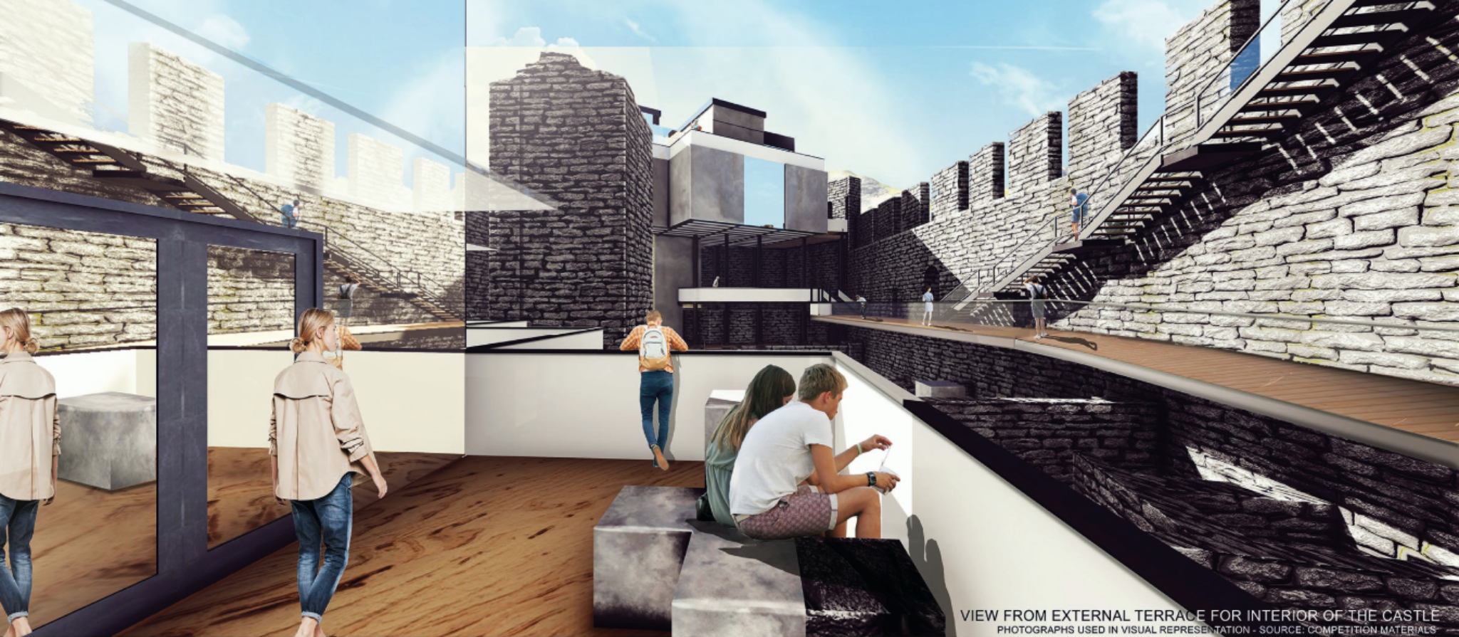 Interior courtyard blending heritage fabric with new multifunctional spatial interventions