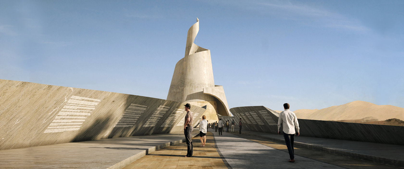Open courtyard space blending architecture with desert context