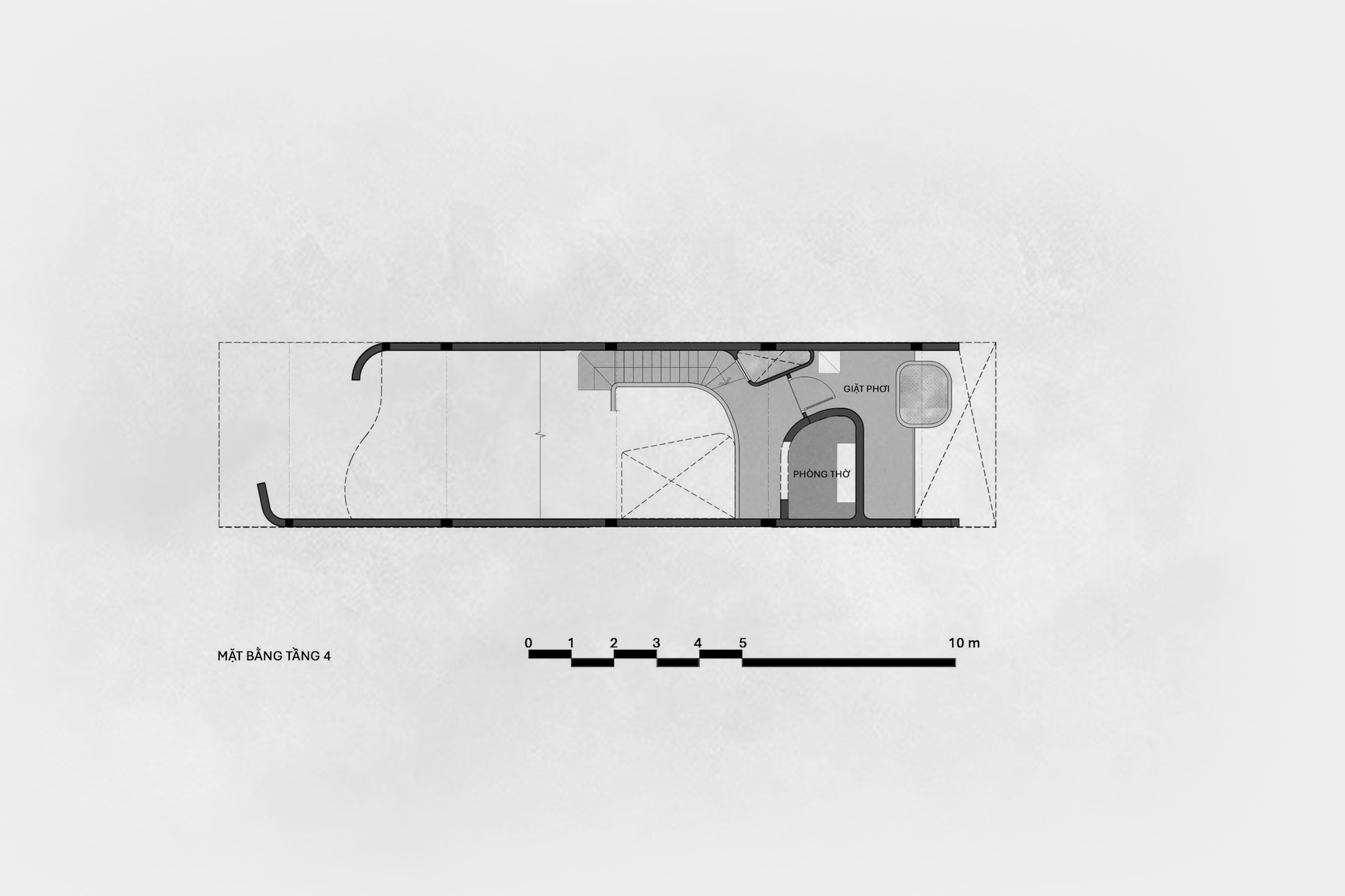 Top floor plan illustrating a rooftop terrace with stair access and service room