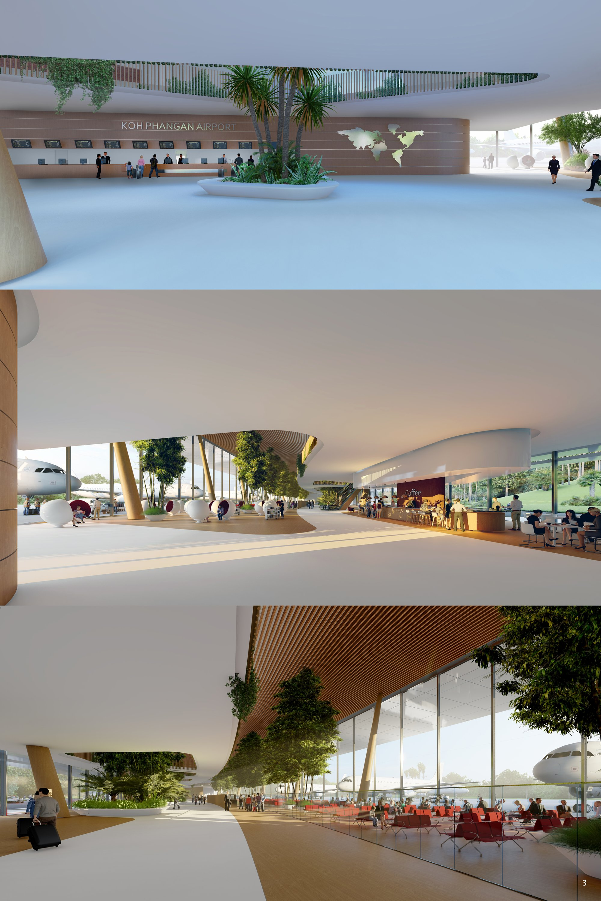 Arrival experience blending open public space with seamless passenger flow and natural light