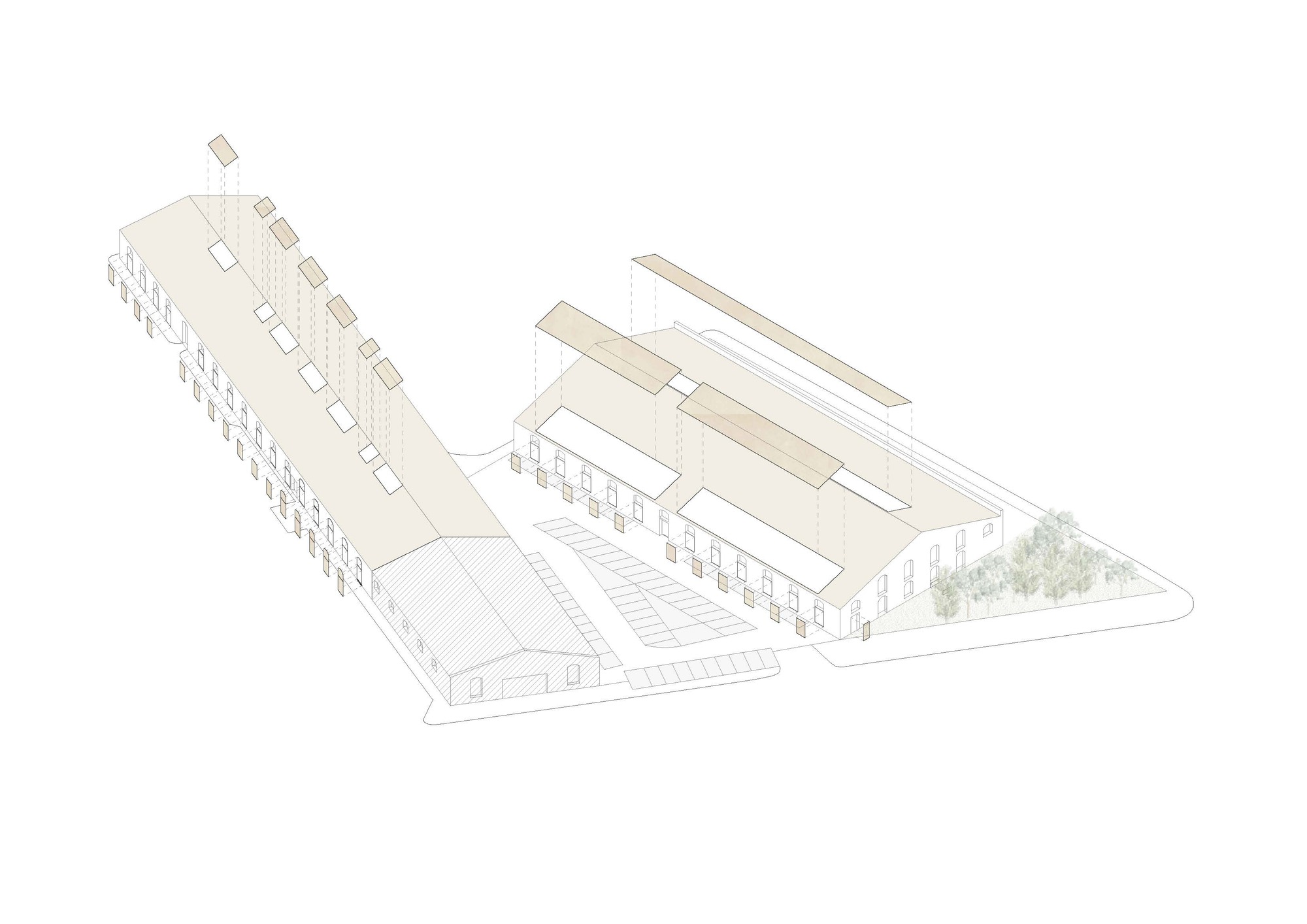 Axonometric drawing of the existing bodega state