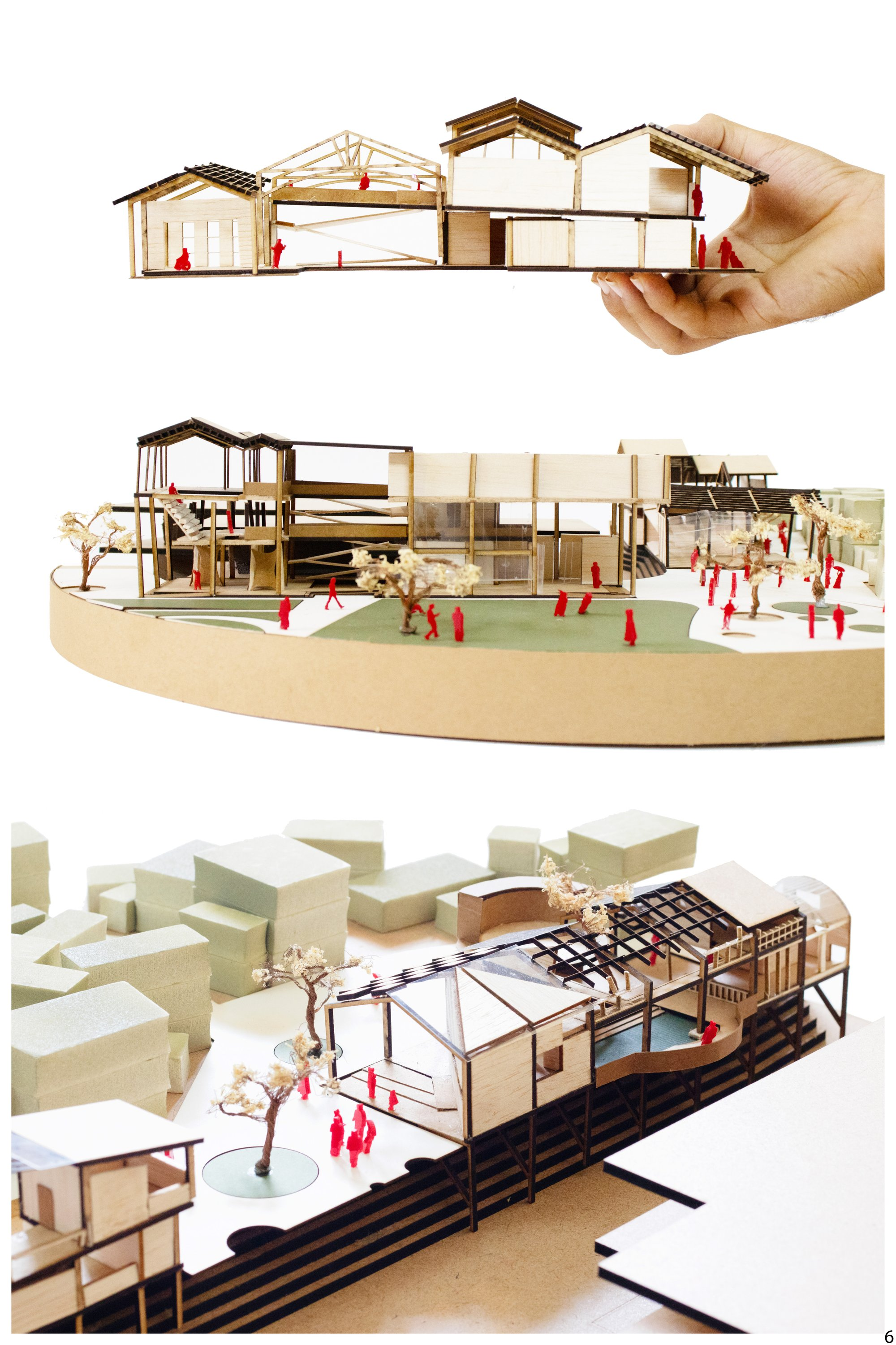 Physical model highlighting modular construction and layered spatial organization of the interface architecture