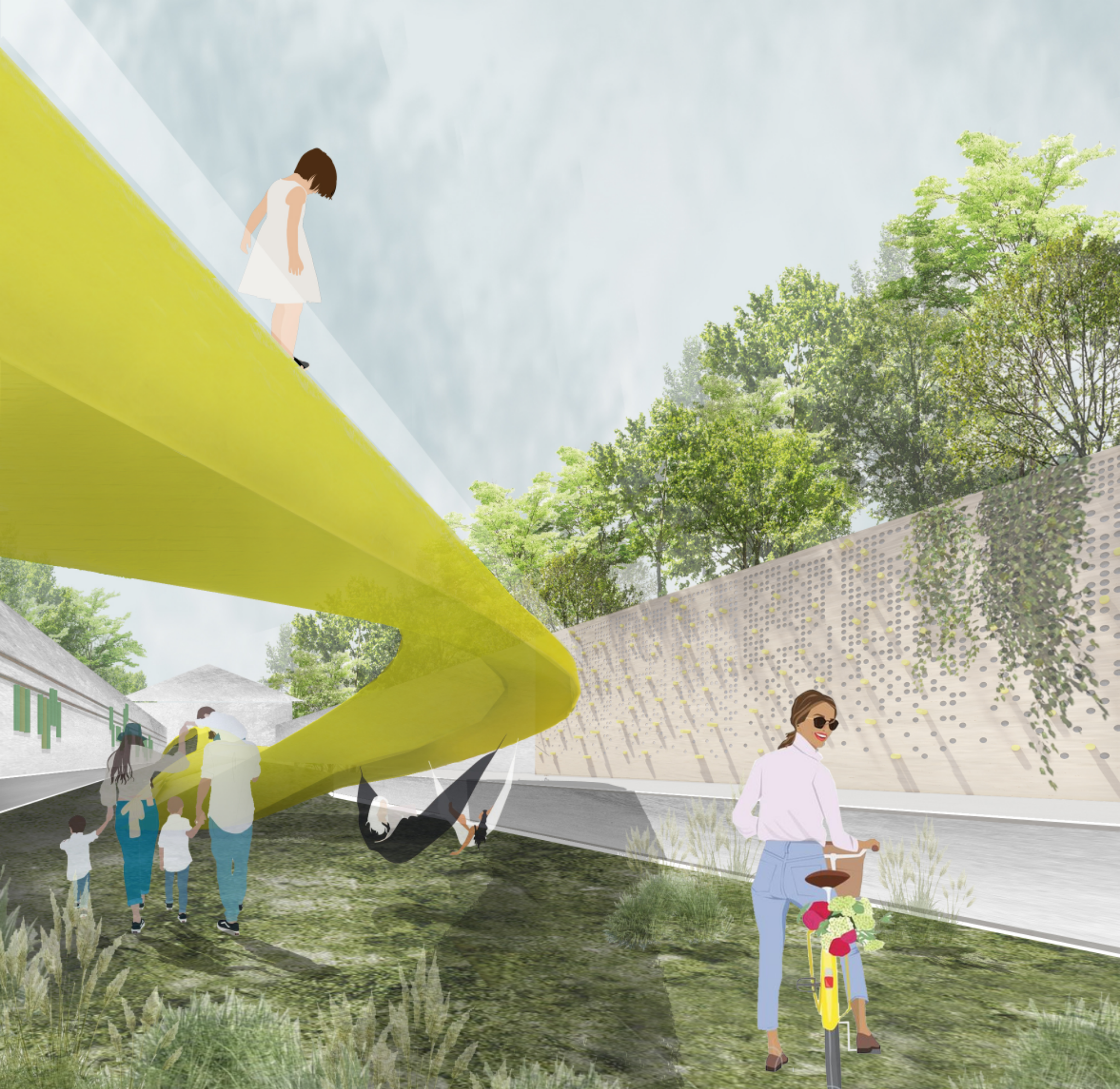 Fluid geometry creates playful, immersive experiences, encouraging movement, interaction, and exploration across the site.