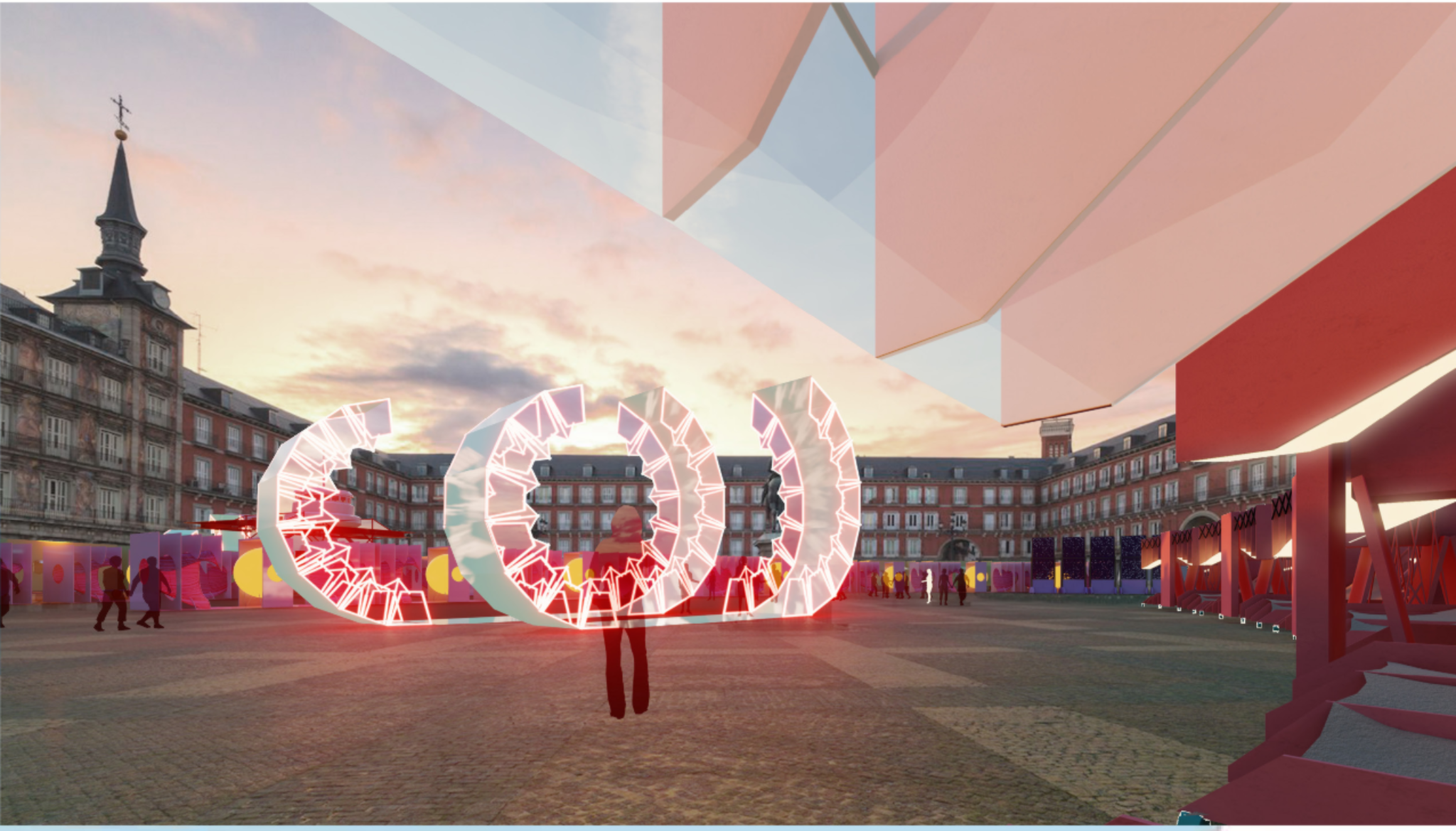 Immersive urban installation redefining public space through modular and adaptive design systems