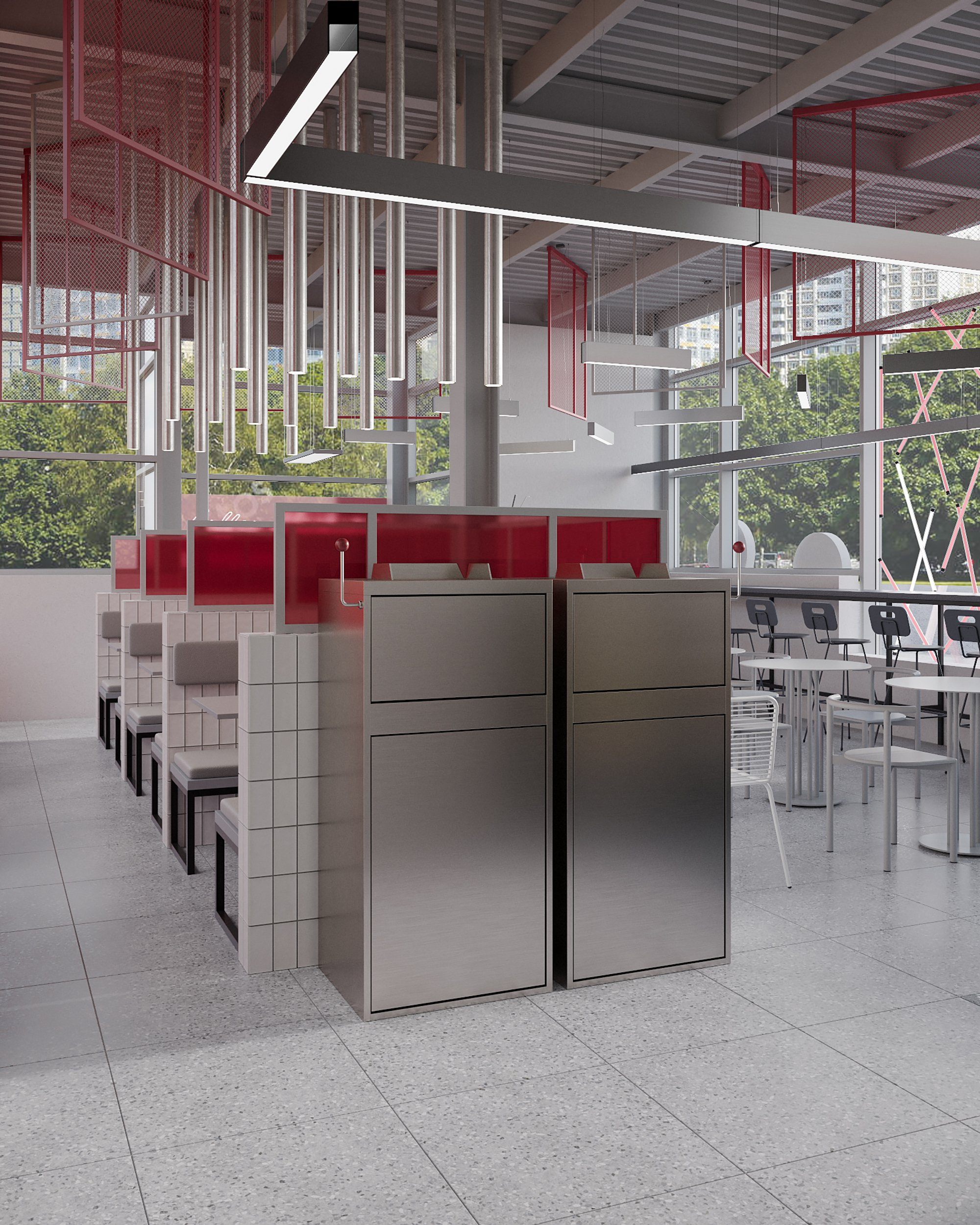 Central service core balancing circulation, visibility, and operational efficiency.