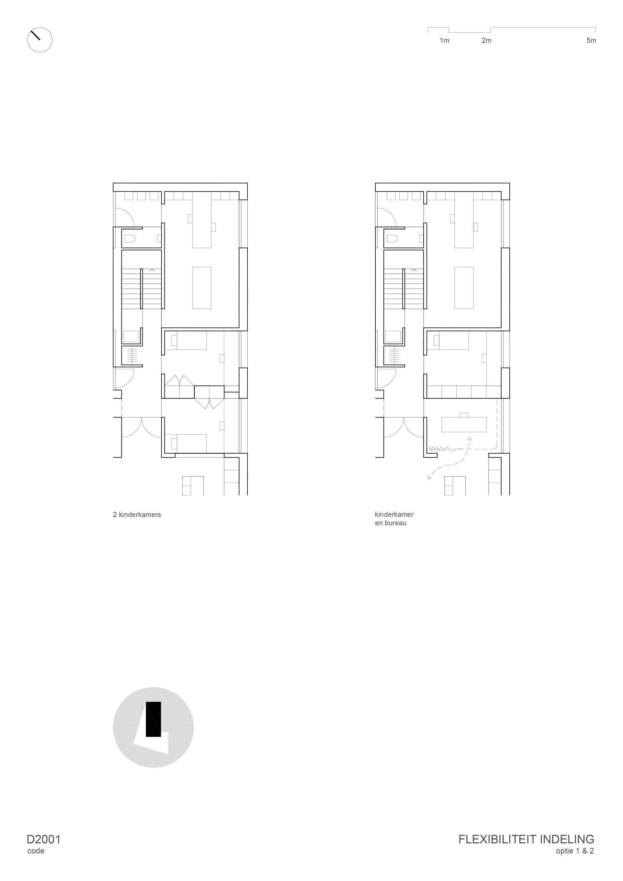 Floor plan variations showing two and three bedroom configurations side by side