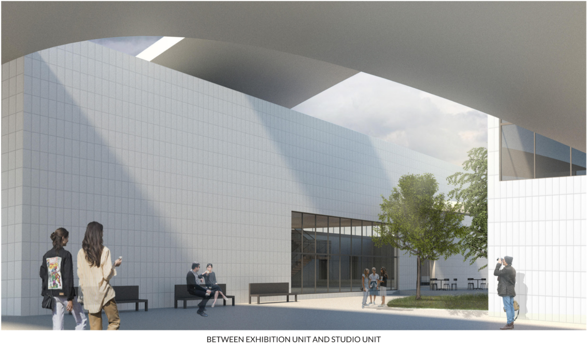 Open courtyard between exhibition and studio units, creating a social interface for learning, interaction, and community exchange.