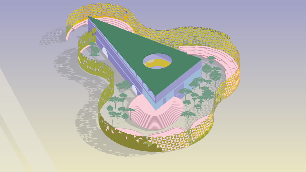 Facade articulation with patterned skin filtering light and creating dynamic public zones